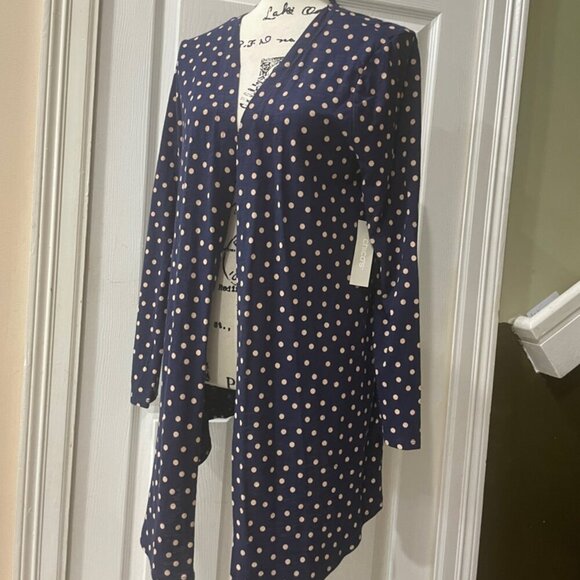 POLKA DOT NAVY BLUE  PINK PREPPY CARDIGAN CHICOS SIZE 1 US MEDIUM - Picture 4 of 16